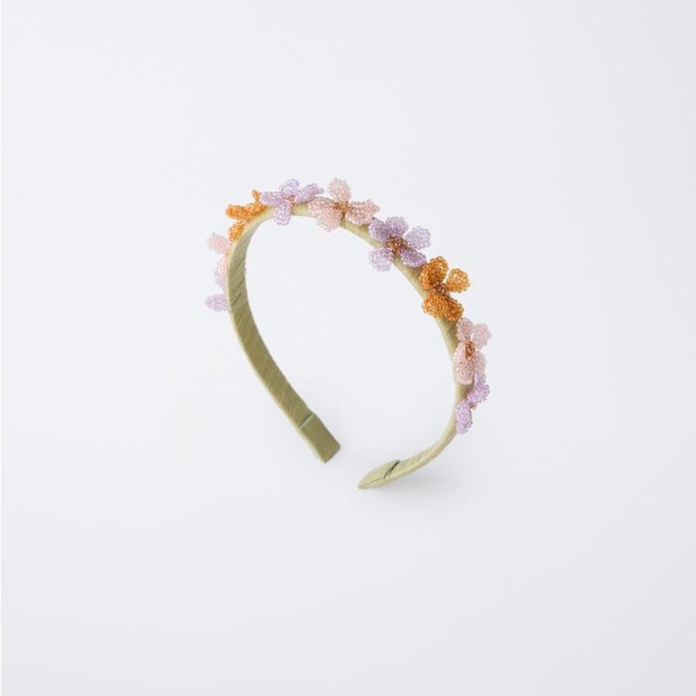 Zara Girls Floral Crystal Hairband Purple Orange Dainty Design